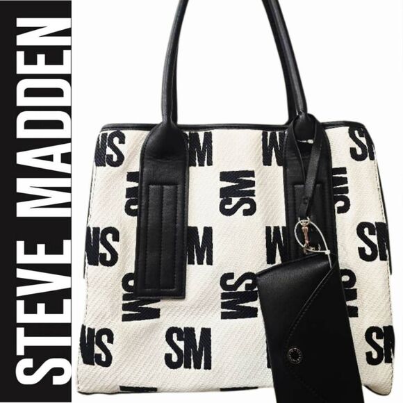 Steve Madden SM Logo Tote w/Removable Sunglasses Case - Picture 1 of 12